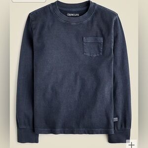 J Crew Kids' long-sleeve garment-dyed pocket T-shirt in broken-in-jersey. NWT